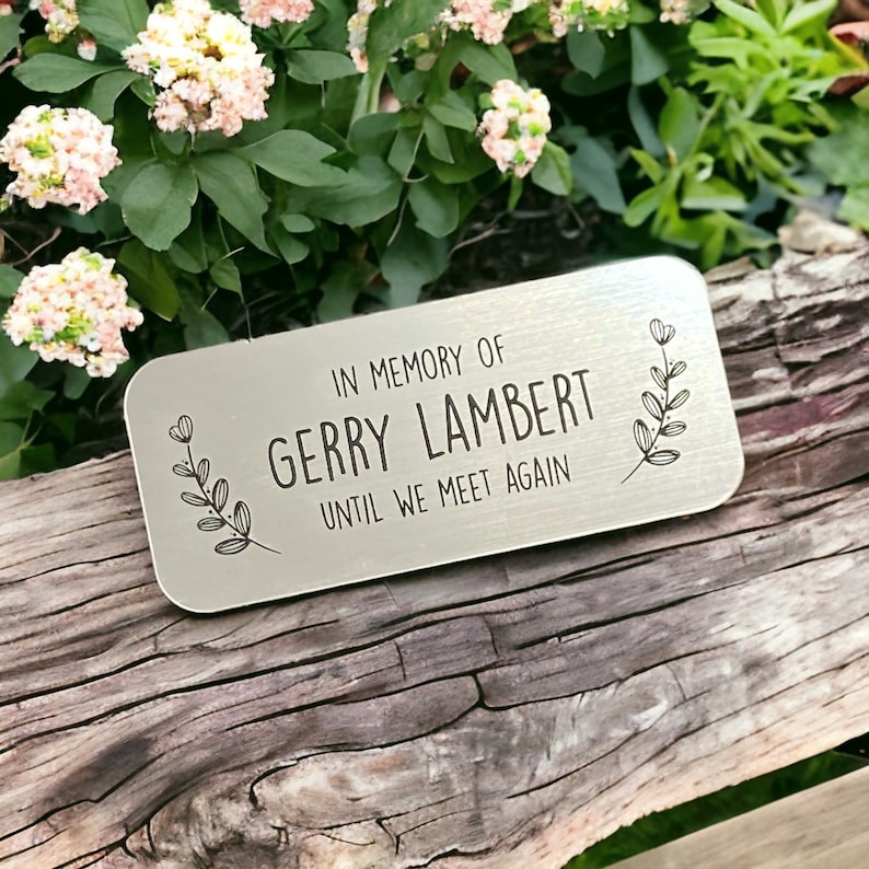 Personalised Memorial Plaque for Bench or Grave Marker - Engraved Metal Finish Sign