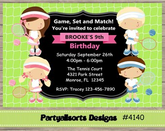 Tennis Invitation Etsy