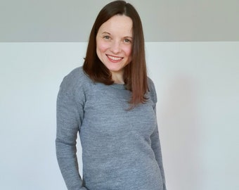 Alpaca Wool Grey Sweater – Soft & Cozy Knitted Wool Sweater for Women, Warm and Lightweight Knitwear, Knitted Wool Sweater, Elegant Knitwear