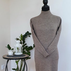 Jurk van merino- en alpacawol – Zachte, gezellige gebreide coltrui voor dames, elegante winterjurk, jurk voor dames, alpacajurk, merinojurk
