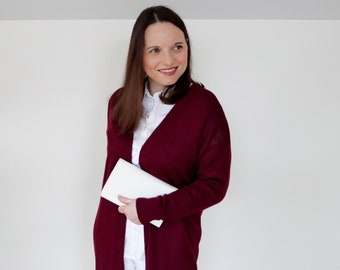 Elegant Wool Blend Cardigan – Soft and Warm Knitted Cardigan, Chunky Knit Wool Cardigan Stylish and Cozy, Elegant & Comfortable Knitwear