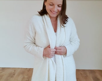 White  wool cardigan, White cardigan, Wool cardigan, Cozy cardigan, knit sweater, Open women cardigan, Knit Cardigan, Long Cardigan