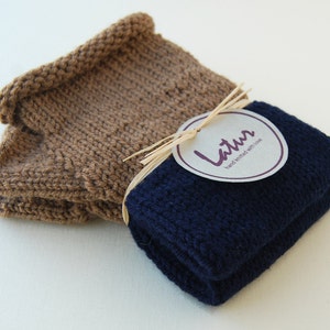 Chocolate Navy Fingerless Hand Warmers Holiday gift for her Christmas gift