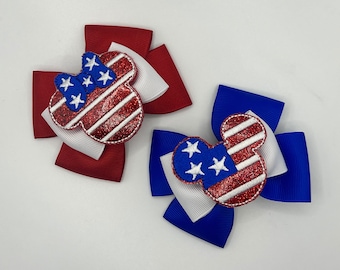 Patriotic Spirit Minnie & Mickey Mouse Boutique Bows