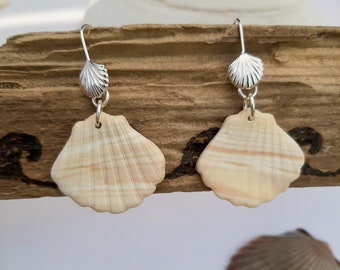 Marbled Sand Seashell Earrings