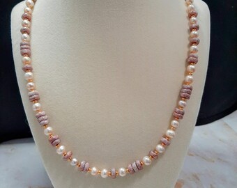 Pearl and Granite Beaded Necklace