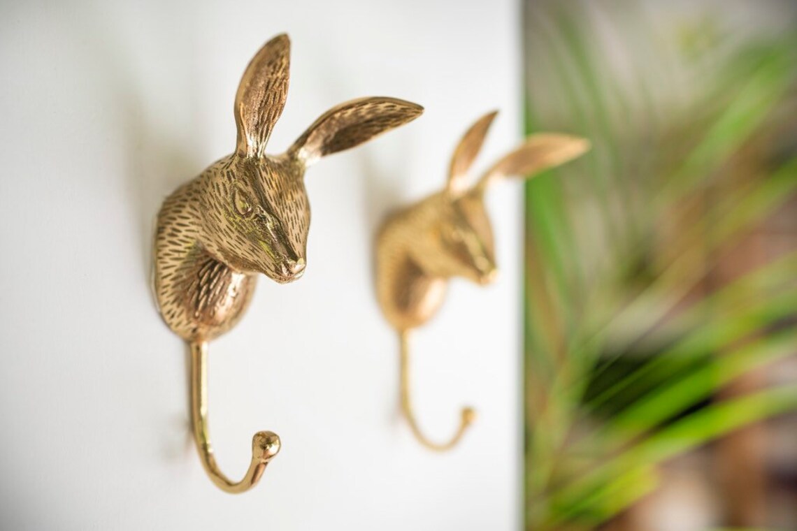 Brass Hook Rabbit Animal Hook Wall Hook Nursery Hook Etsy