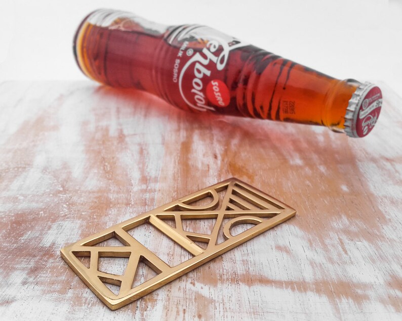 Fancy Brass Bottle Opener Gold Color Rectangle shape Etsy
