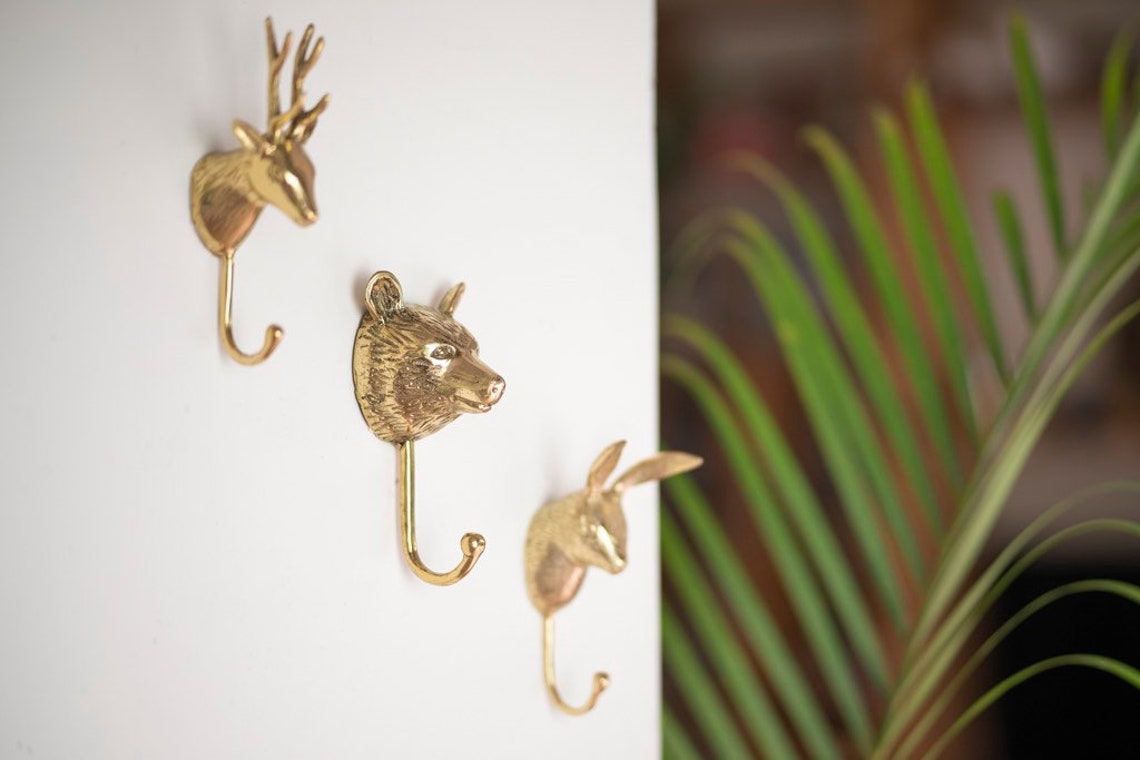 Brass Hook Rabbit Animal Hook Wall Hook Nursery Hook Etsy