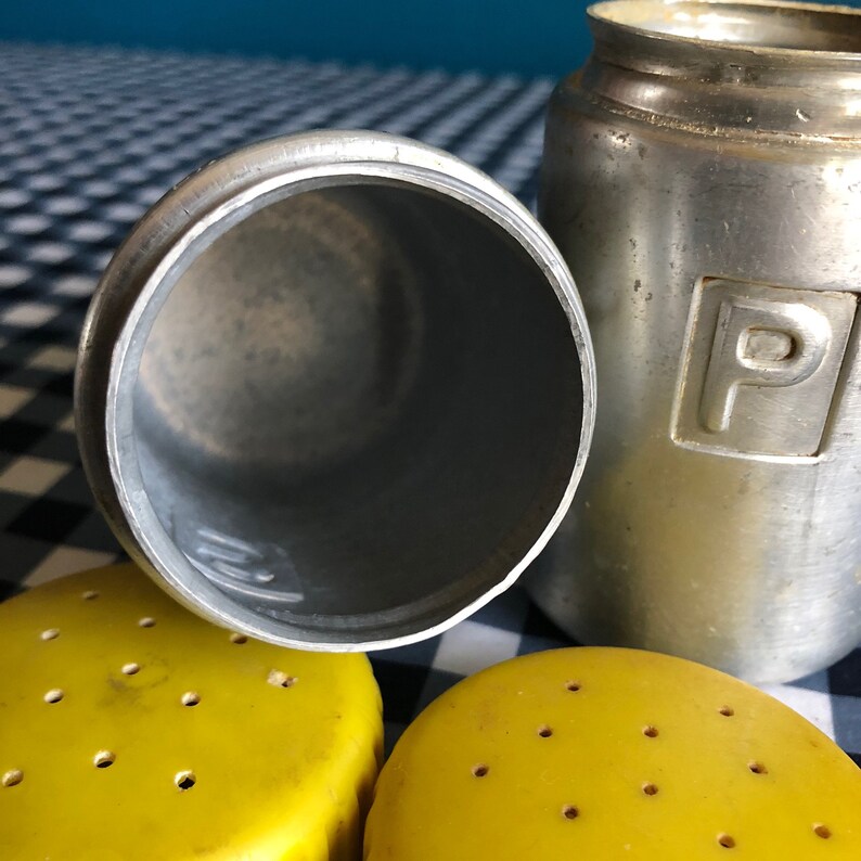 Vintage Aluminum Salt and Pepper Shakers Midcentury S&P Shakers