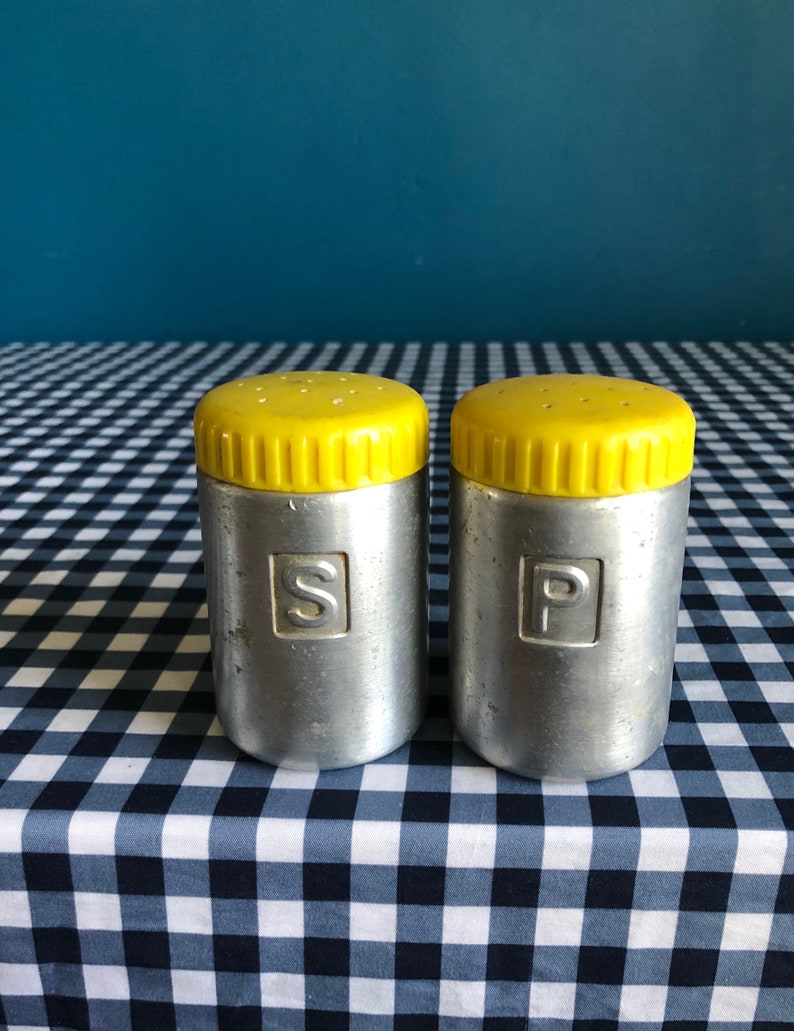 Vintage Aluminum Salt and Pepper Shakers Midcentury S&P Shakers