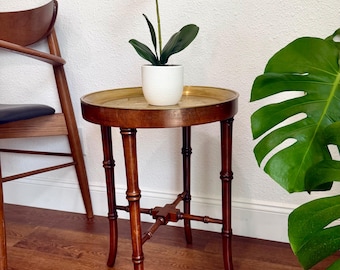 Vintage English Regency Brass and Faux Bamboo Tea Table by Frederick Cooper, England
