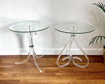 Art Deco Lucite Side Tables PAIR by Grosfeld House, circa 1940