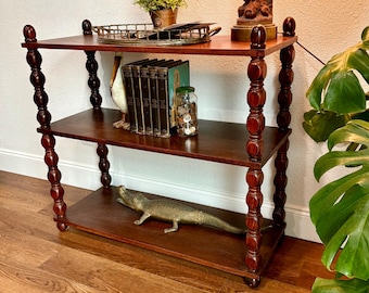 Vintage Bobbin Leg Mahogany Console Table / 3 Level Shelving