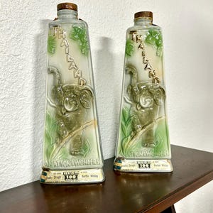 Vintage Jim Beam Decanter Thailand 1969 Bourbon Whiskey Elephant Bottle  (Empty, Price is for ONE of 2 available)
