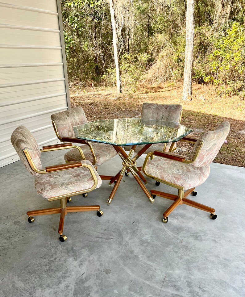 Vintage Chromcraft Dining Set Caster Chairs With Glass Top Mid Etsy UK