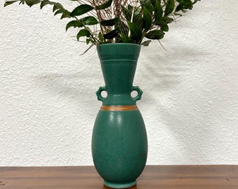 Sento Pottery Cat Ear Vase in Celadon / Turquoise Green Vintage Japanese Mid Century