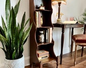 Small Antique Bookcase Shallow Etagere Cottage Style Display Skinny Bookshelf Narrow Shelving