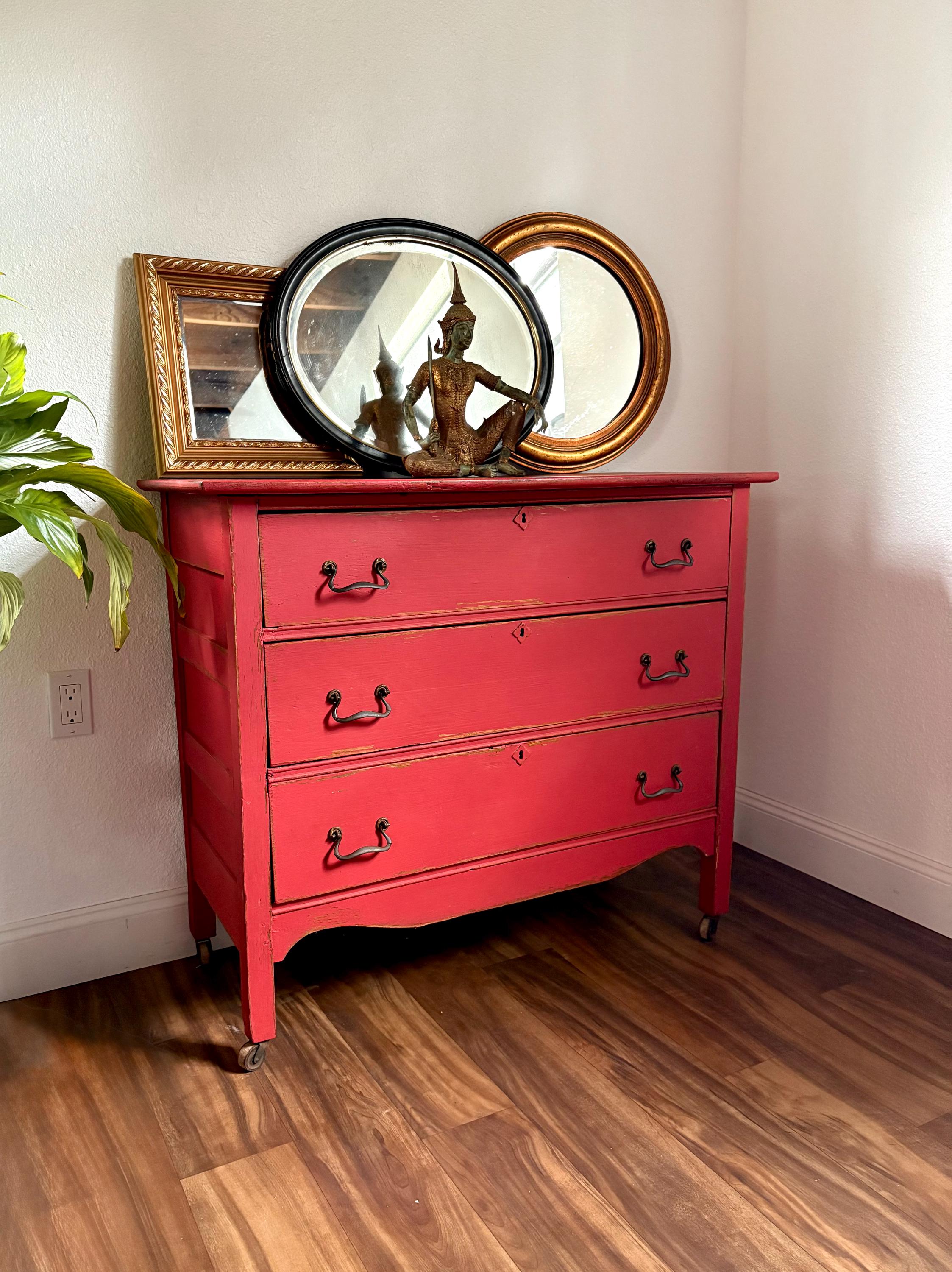 strapless open back dress Mathilda Chest of Drawers – Classic Red Wood Dresser with Brass Pulls –  FLASHBACK