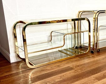 Milo Baughman for DIA Modular Shelving Unit ONLY, Brass & Glass (Cart is SOLD)