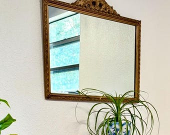 Antique Neoclassical Mirror, Gold Gilt Acanthus Crest, 30 Wide