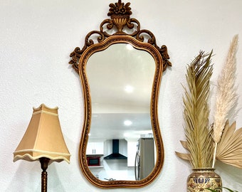 Antique Adam Style Mirror, Gold Gilt Flower Urn, 45" Tall