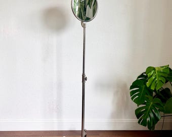 Vintage Adjustable Medical Mirror on Casters, Art Deco Industrial Chrome