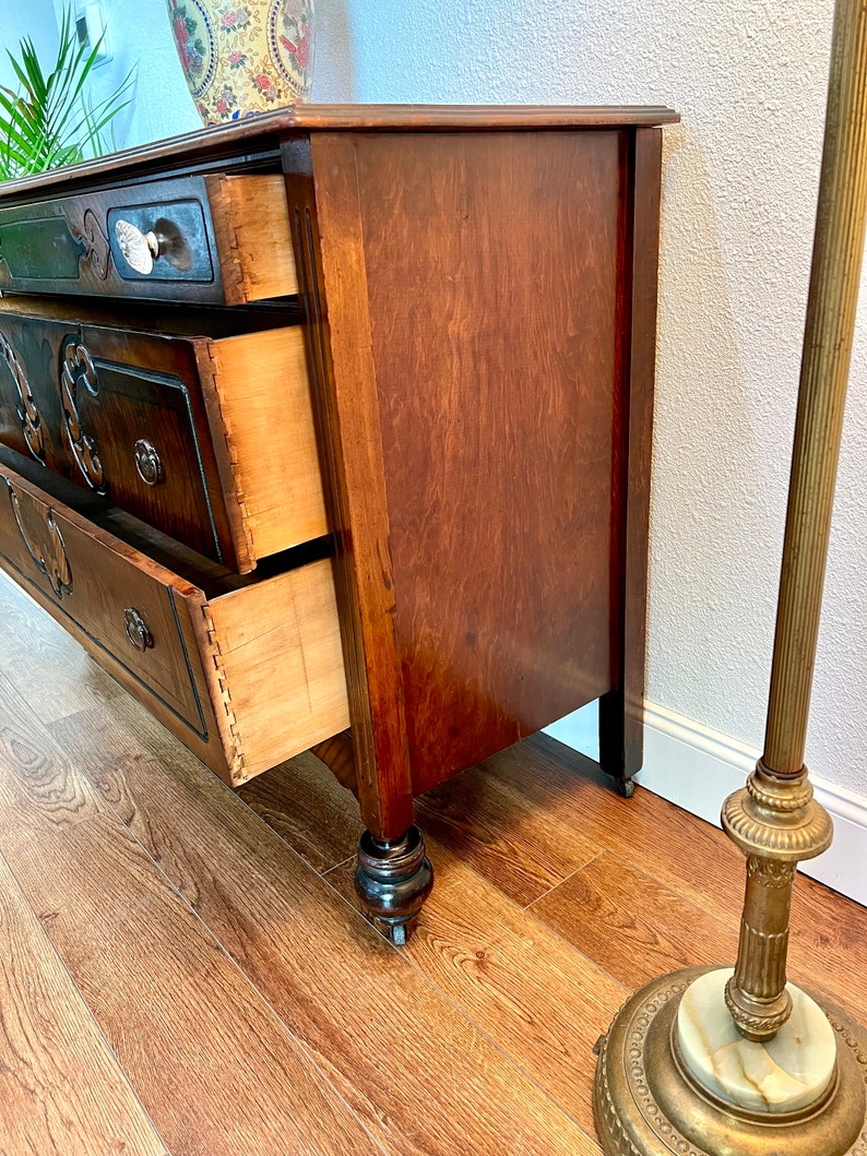Antique Art Nouveau Dresser 45 Wide Mahogany & Satinwood Etsy