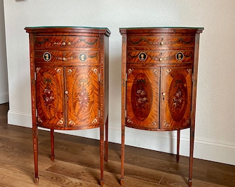 ON HOLD! Do not purchase! Antique Adam Style Nightstands: 19th Century Hand-Painted Tables