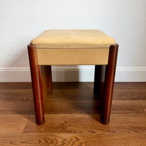 Art Deco Walnut Vanity Stool / Bench  Seat with storage by Singer circa 1930s