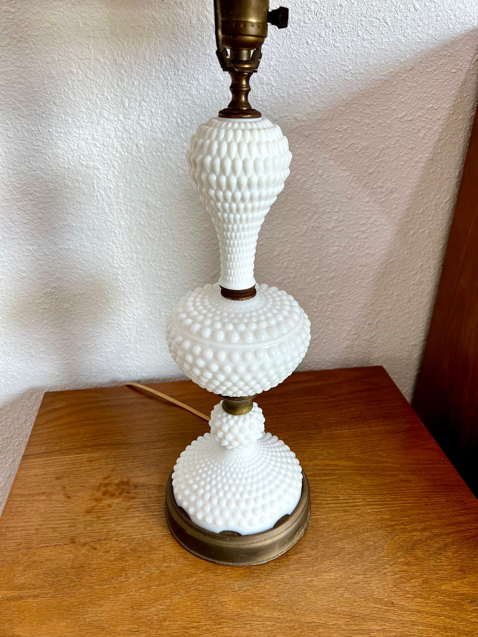 Vintage White Hobnail Lamp Milk Glass 28.5 Tall Knobby Etsy