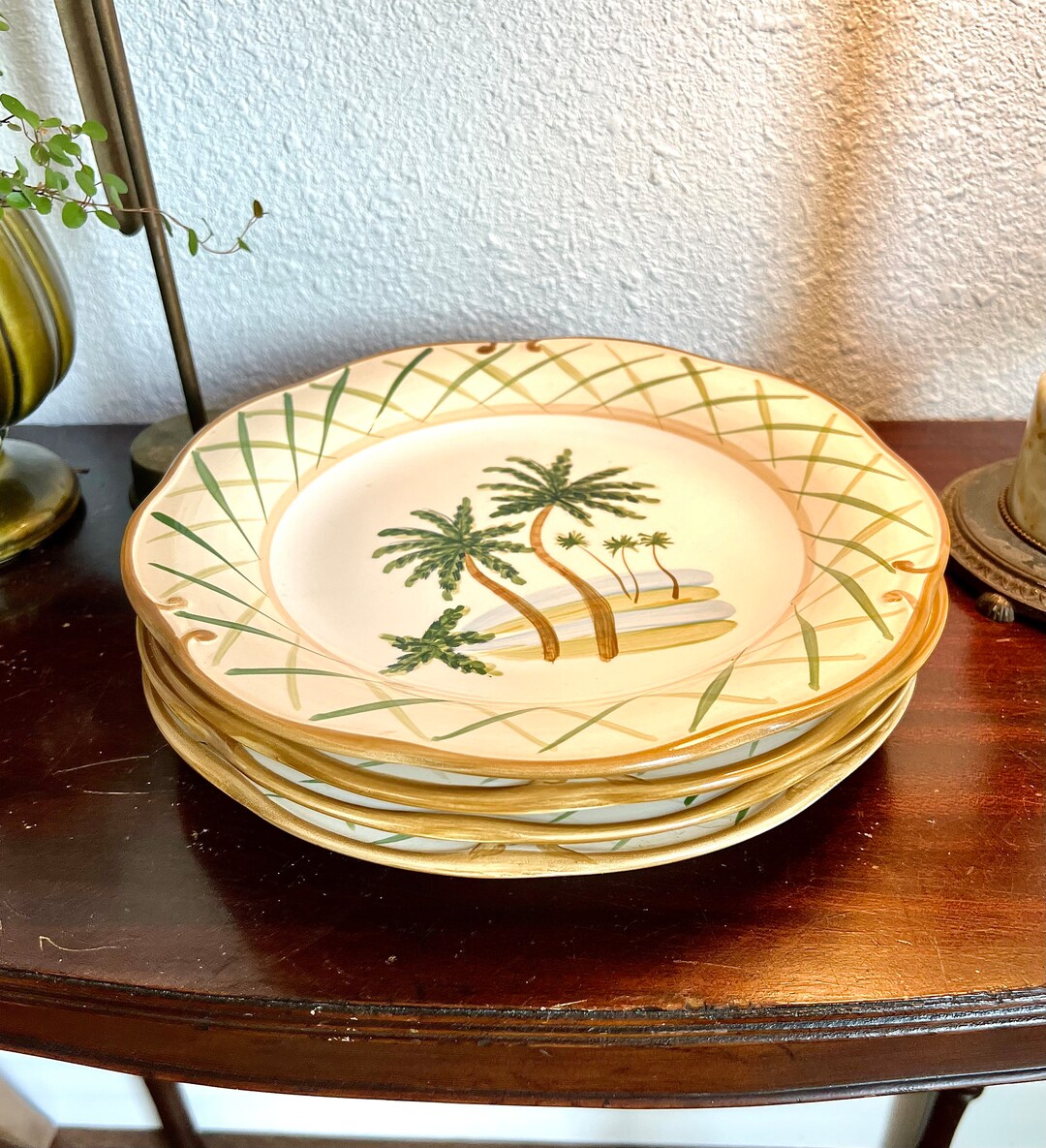 Gibson Everyday Palm Tree Dinner Plates Set of FOUR 11 Etsy