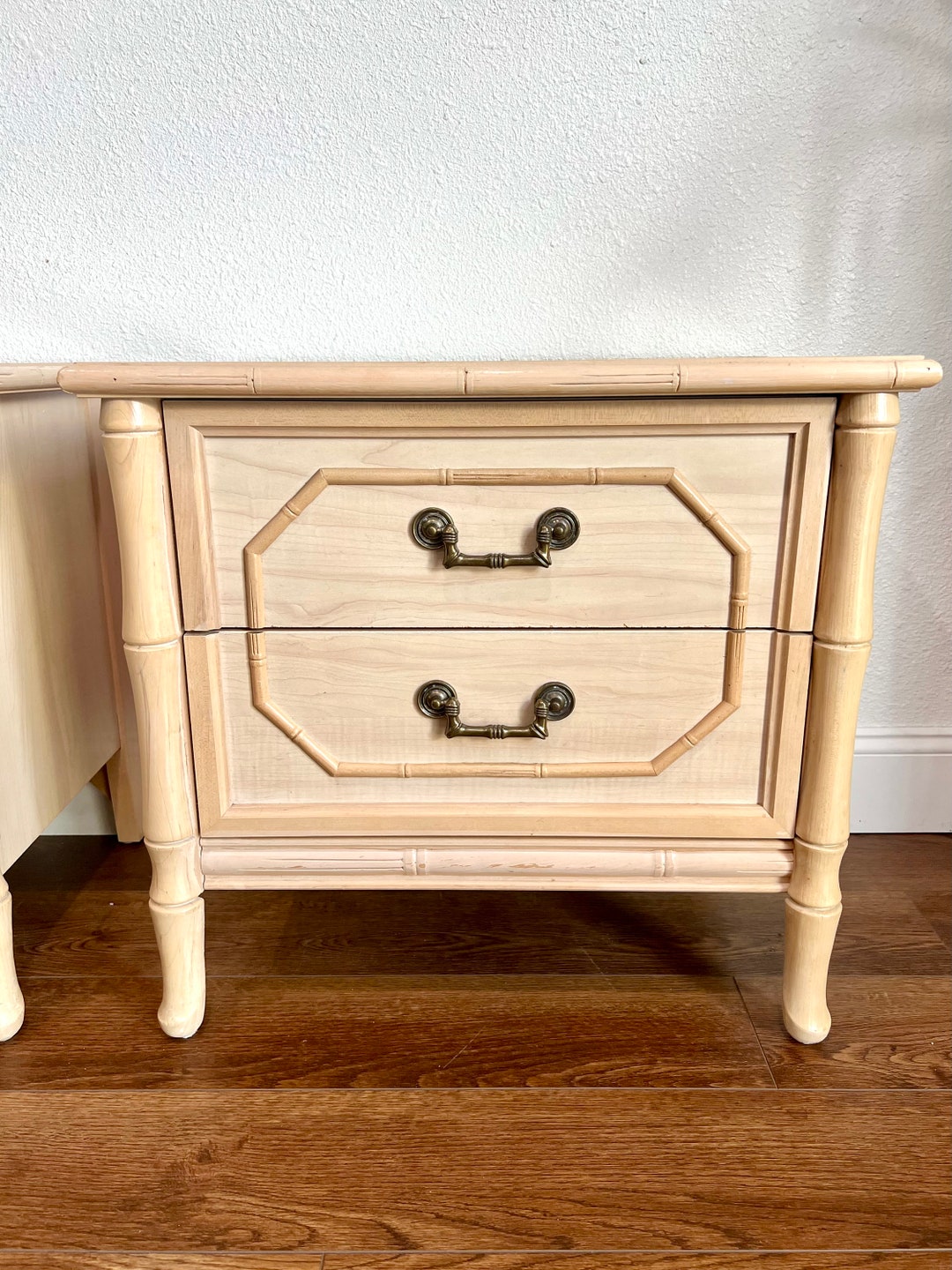 ONE Vintage Faux Bamboo Nightstand Coastal Palm Beach Regency Etsy