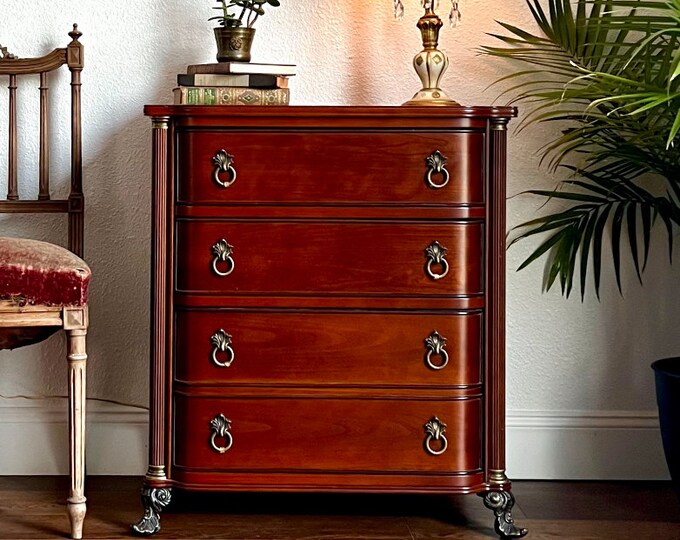 Empire Style Bachelors Chest of Drawers Mahogany Bombay Company Curved