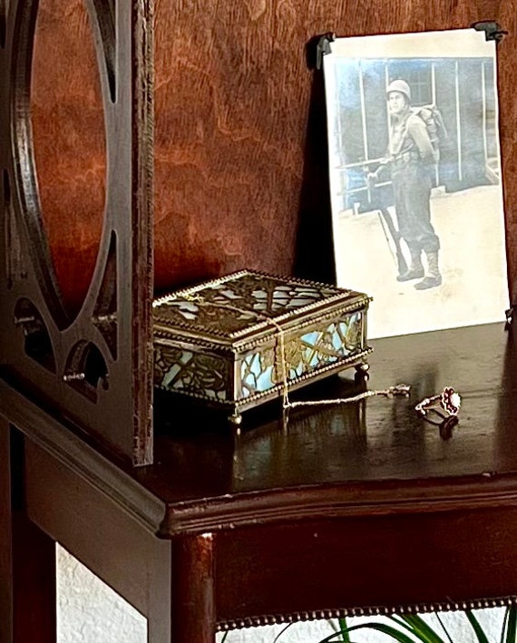 Antique Tiffany Jewelry Box, Authentic Art Nouveau Grapevine