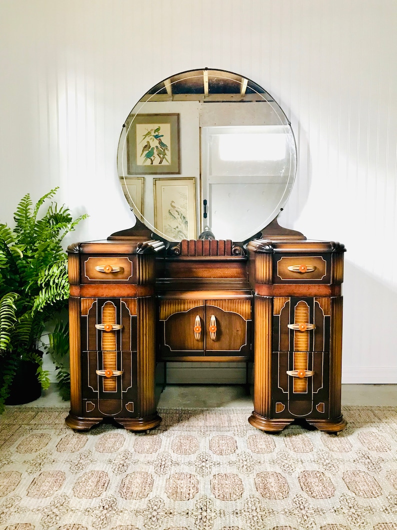 Art Deco Waterfall Vanity Antique Nouveau Dresser With Image 0