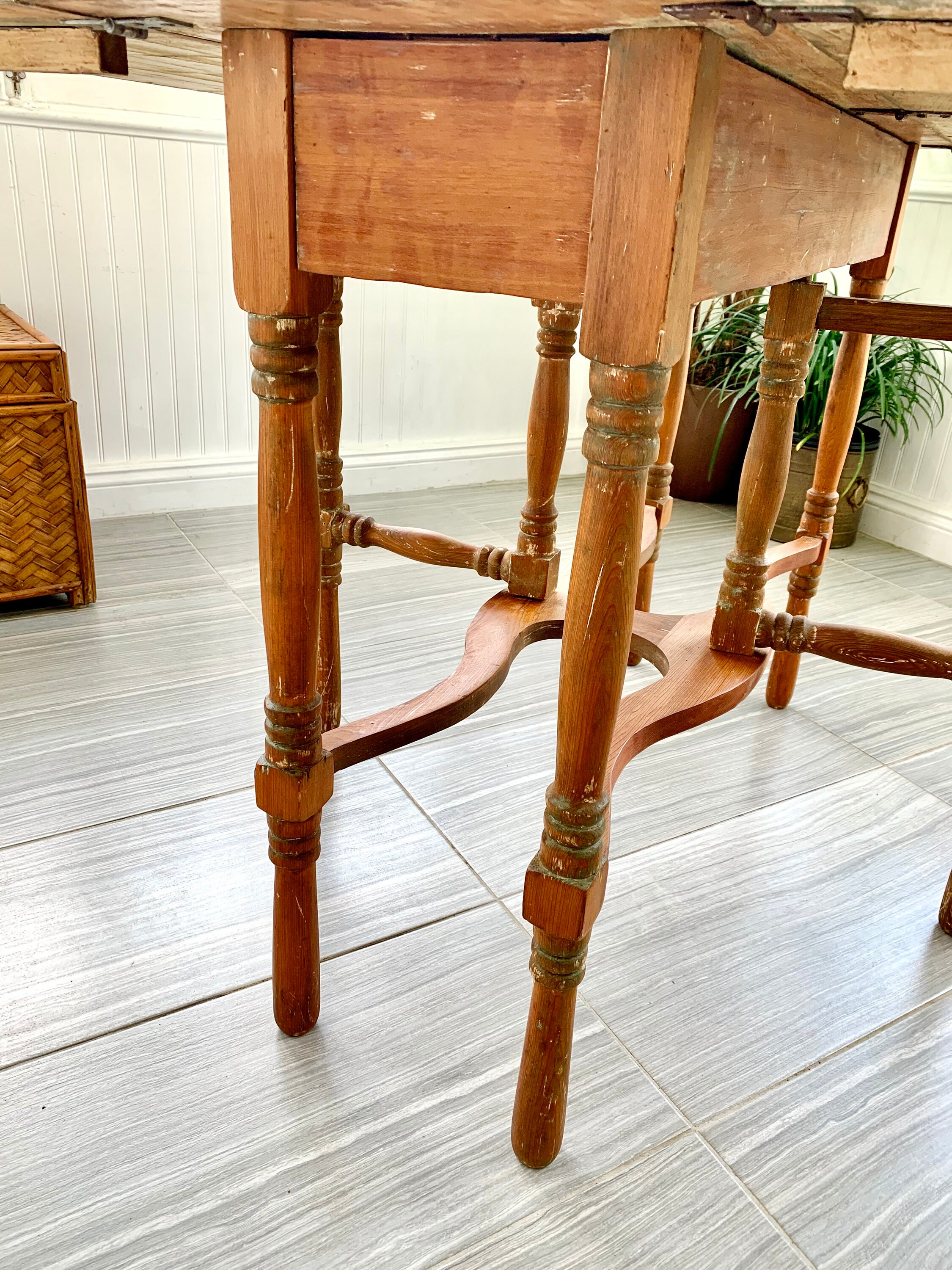 Mesa de comedor de la granja antiguo dropleaf siglo 19 Cerused | Etsy