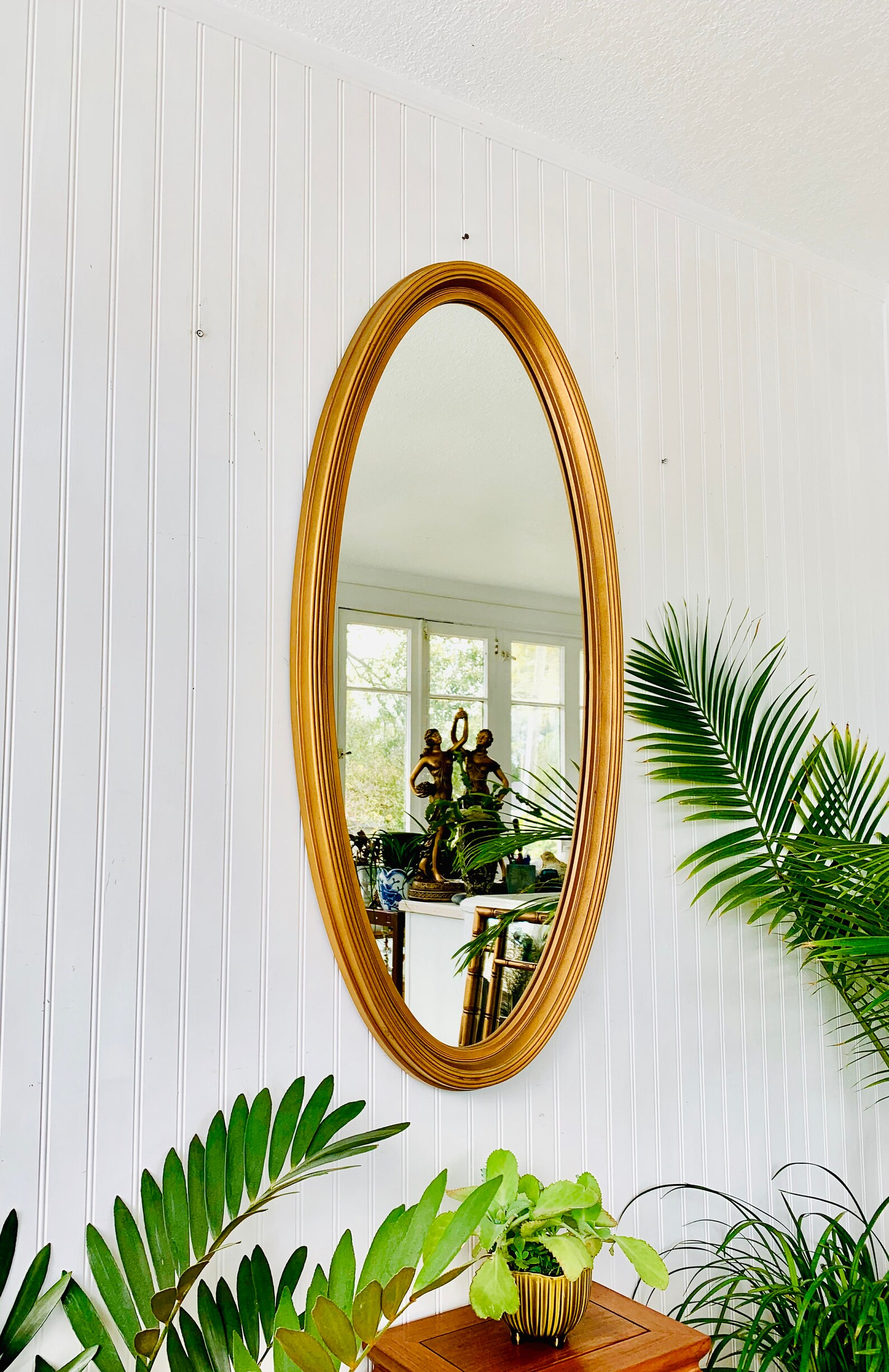 Espejo ovalado alargado oro 43.75 alto estrecho | Etsy