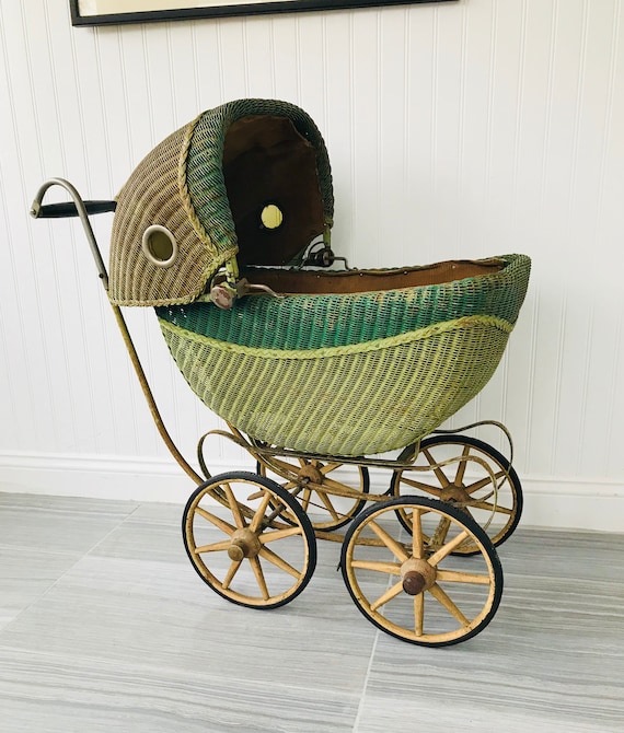 vintage wicker baby carriage