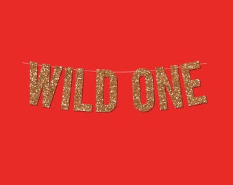 Rose Gold Sparkly "WILD ONE" DIY Banner - Digital Printable Instant Download