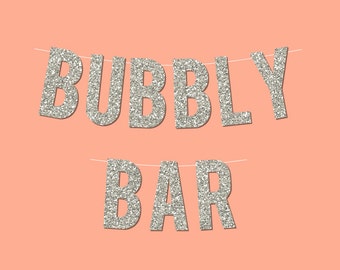 Silver Sparkly "Bubbly Bar" DIY New Year's Eve Banner - Digital Printable Instant Download