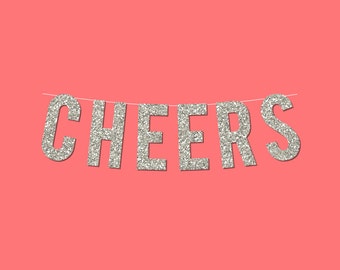 Cheers Silver Sparkly Banner - Digital Printable Instant Download