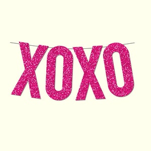 XOXO Pink Sparkly Valentine's Day Banner Digital Printable Instant Download image 1