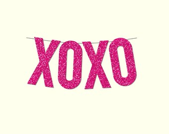 XOXO Pink Sparkly Valentine's Day Banner - Digital Printable Instant Download