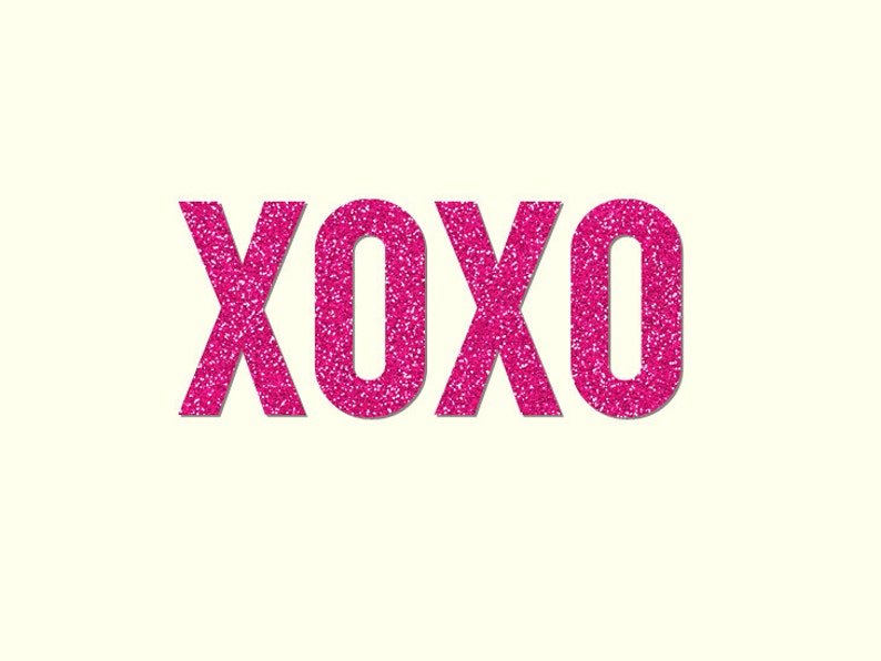 XOXO Pink Sparkly Valentine's Day Banner Digital Printable Instant Download image 2