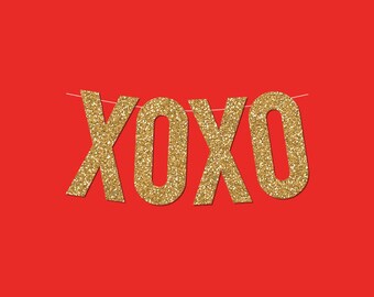 XOXO Gold Sparkly Banner - Digital Printable Instant Download