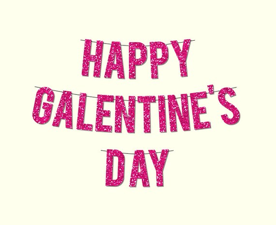 Pink Sparkly HAPPY GALENTINE'S DAY Banner | Etsy