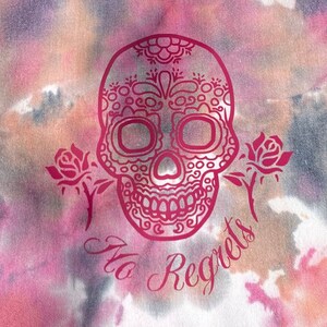 No Regrets Tie Dye Tote Bag featuring Day of the Dead Skull
