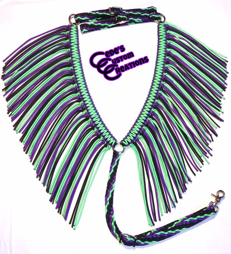 Fringe Breast Collar in Mint Purple & Black Etsy