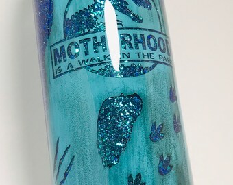 Dinosaur Mom Tumbler: Distressed Teal Glitter Epoxy Stainless Steel